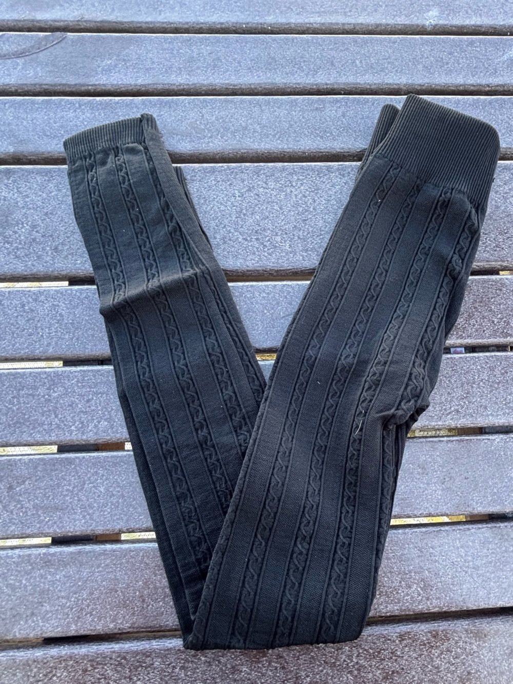 Scala Black Ribbed Knit Leggings